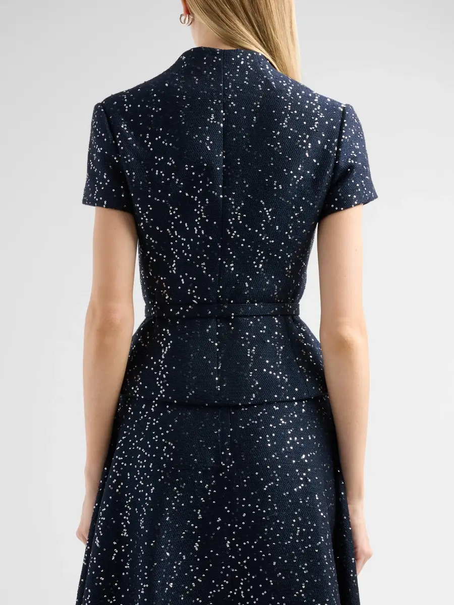 Oscar de la Renta Women's Sequin Tweed Short-Sleeve Jacket | Thumbnail 3 Oscar de la Renta Women's Sequin Tweed Short-Sleeve Jacket | Thumbnail 3