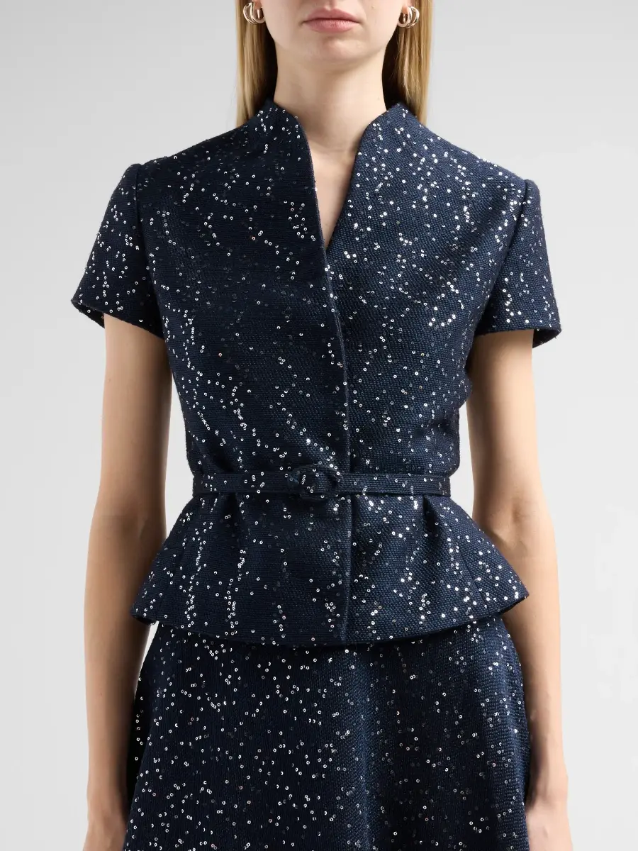 Oscar de la Renta Women's Sequin Tweed Short-Sleeve Jacket | Thumbnail 5 Oscar de la Renta Women's Sequin Tweed Short-Sleeve Jacket | Thumbnail 5