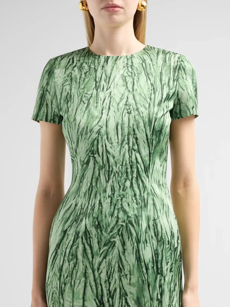 Oscar de la Renta Women's Velvet Print Satin Day Dress | Thumbnail 5 Oscar de la Renta Women's Velvet Print Satin Day Dress | Thumbnail 5