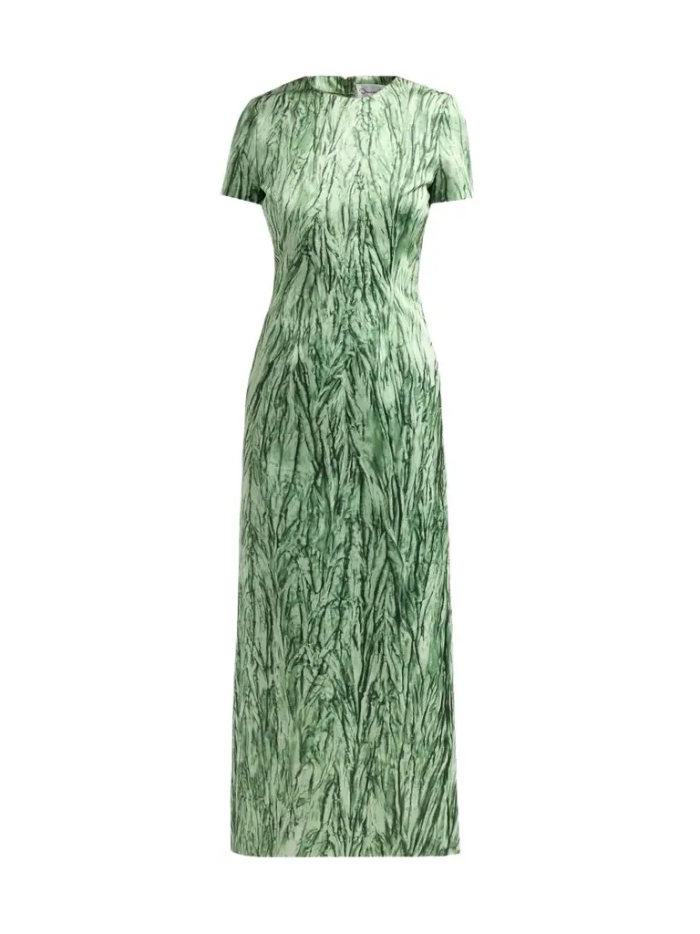 Oscar de la Renta Women's Velvet Print Satin Day Dress