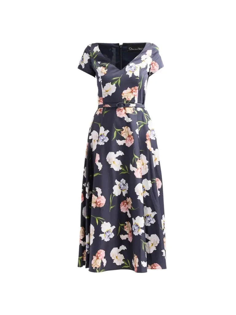 Women's Painted Iris Poplin Day Dress