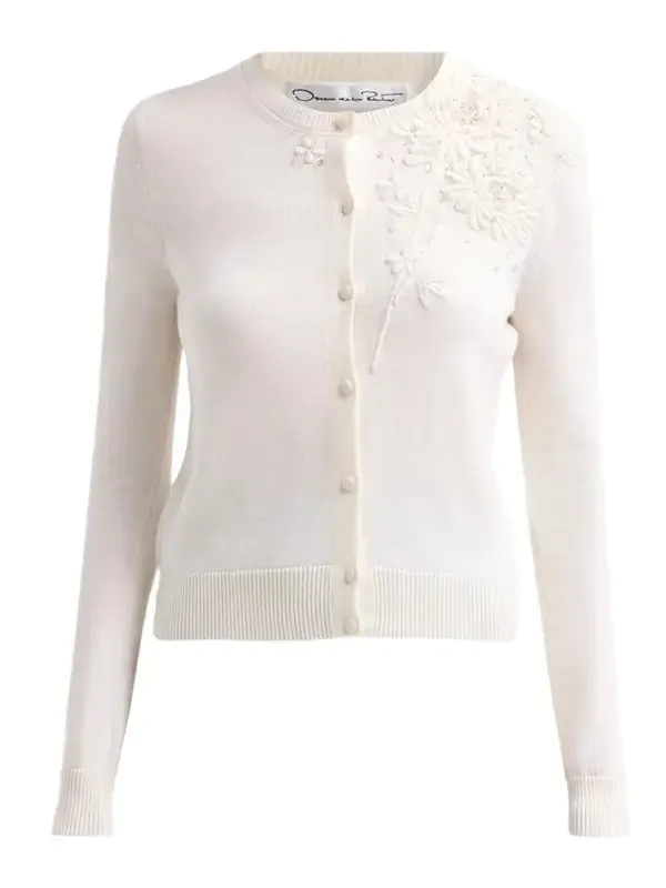 Oscar de la Renta Women's Threadwork Embroidered Crysanthemum Cardigan