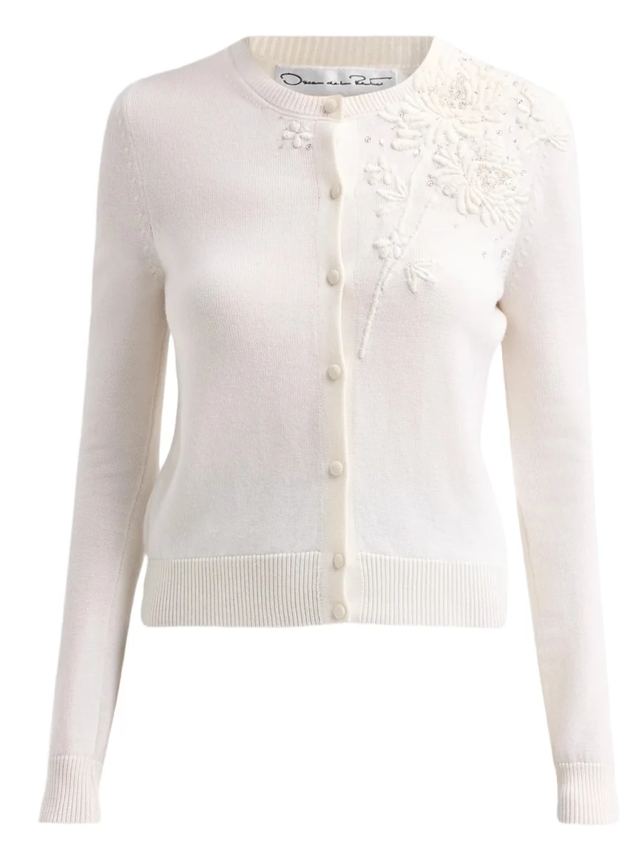 Oscar de la Renta Women's Threadwork Embroidered Crysanthemum Cardigan