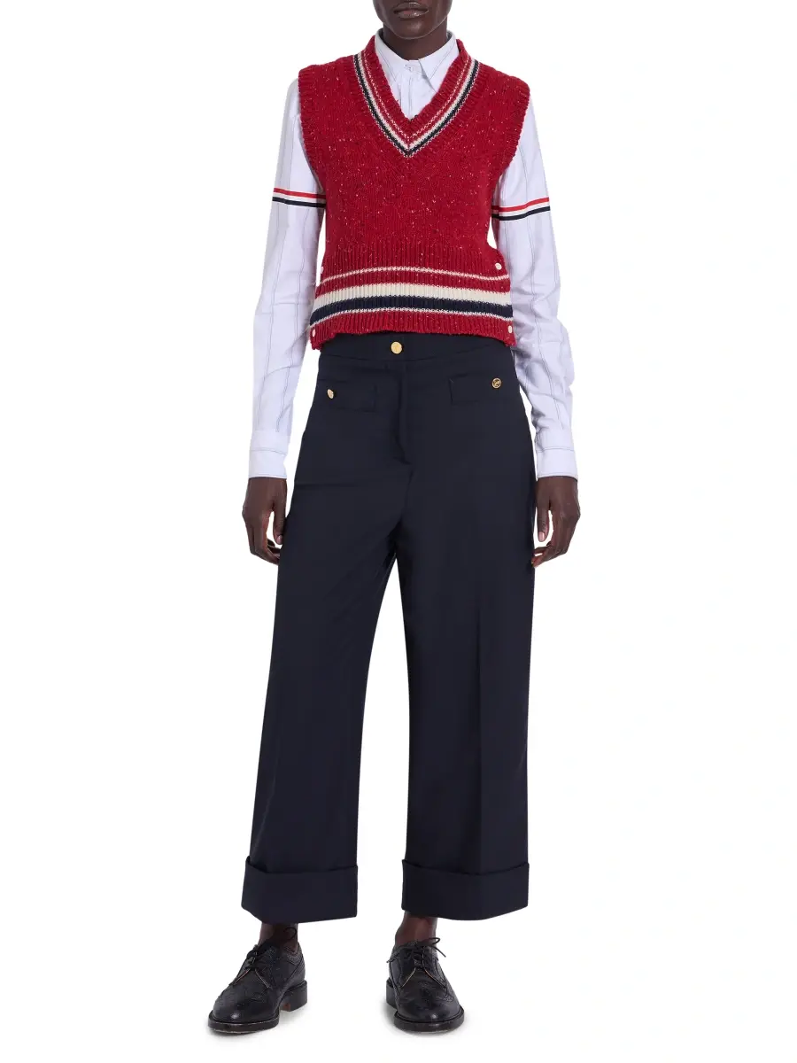 Thom Browne Women's Hector Wool-Mohair Pointelle Intarsia Vest | Thumbnail 2