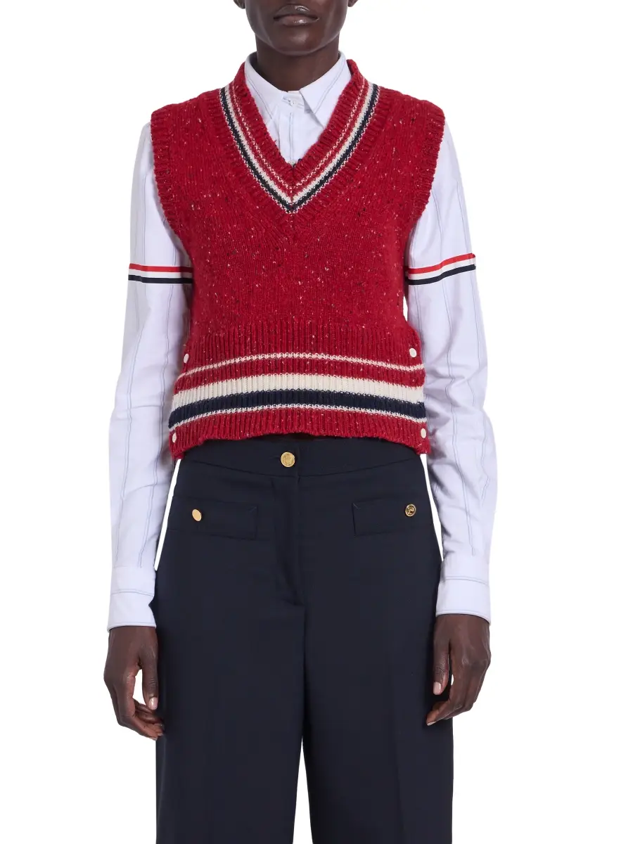 Thom Browne Women's Hector Wool-Mohair Pointelle Intarsia Vest | Thumbnail 3