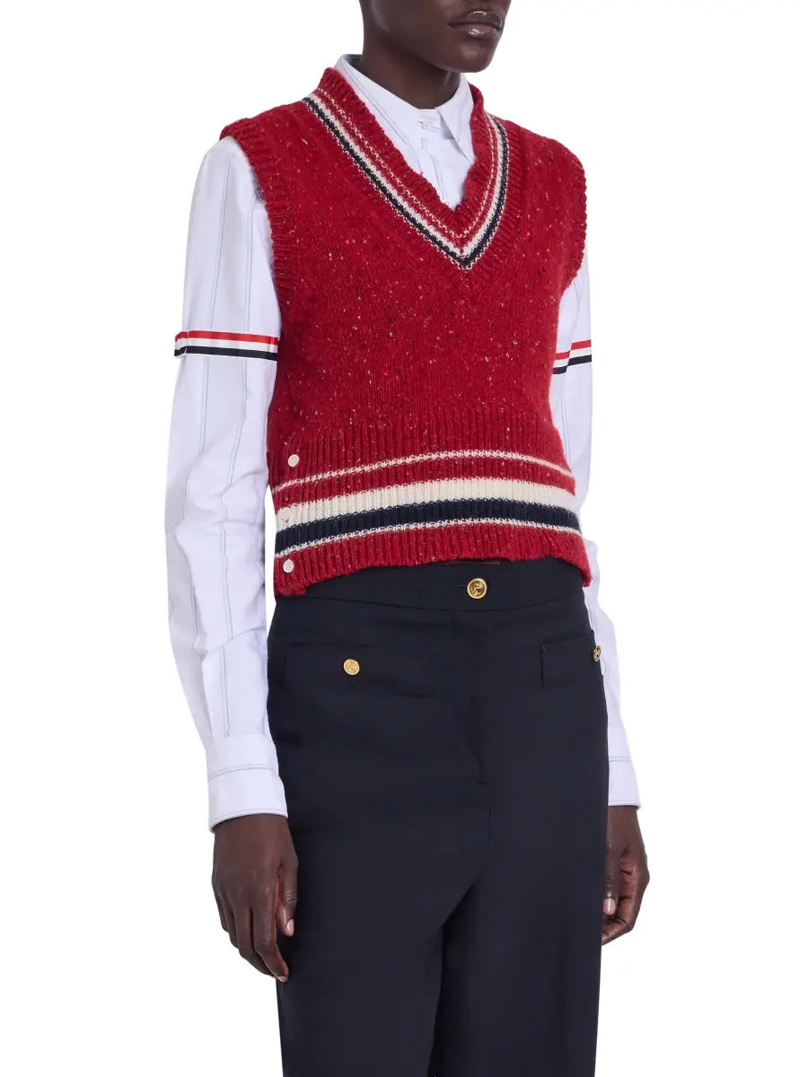 Thom Browne Women's Hector Wool-Mohair Pointelle Intarsia Vest | Thumbnail 4