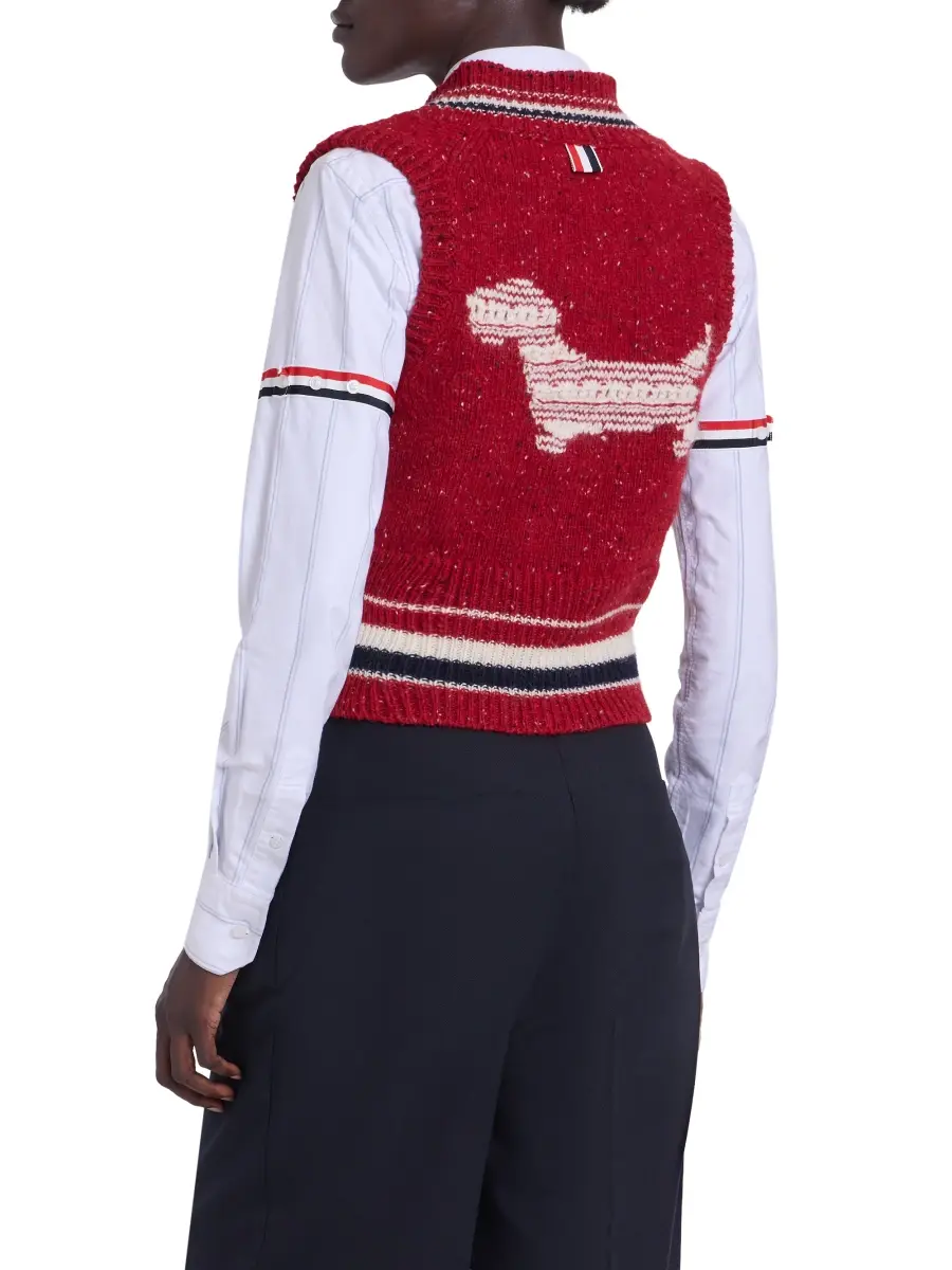 Thom Browne Women's Hector Wool-Mohair Pointelle Intarsia Vest | Thumbnail 5