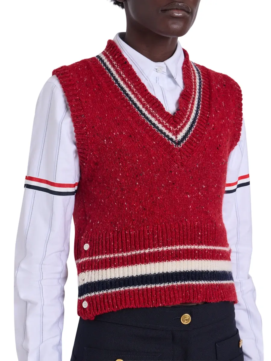 Thom Browne Women's Hector Wool-Mohair Pointelle Intarsia Vest | Thumbnail 6