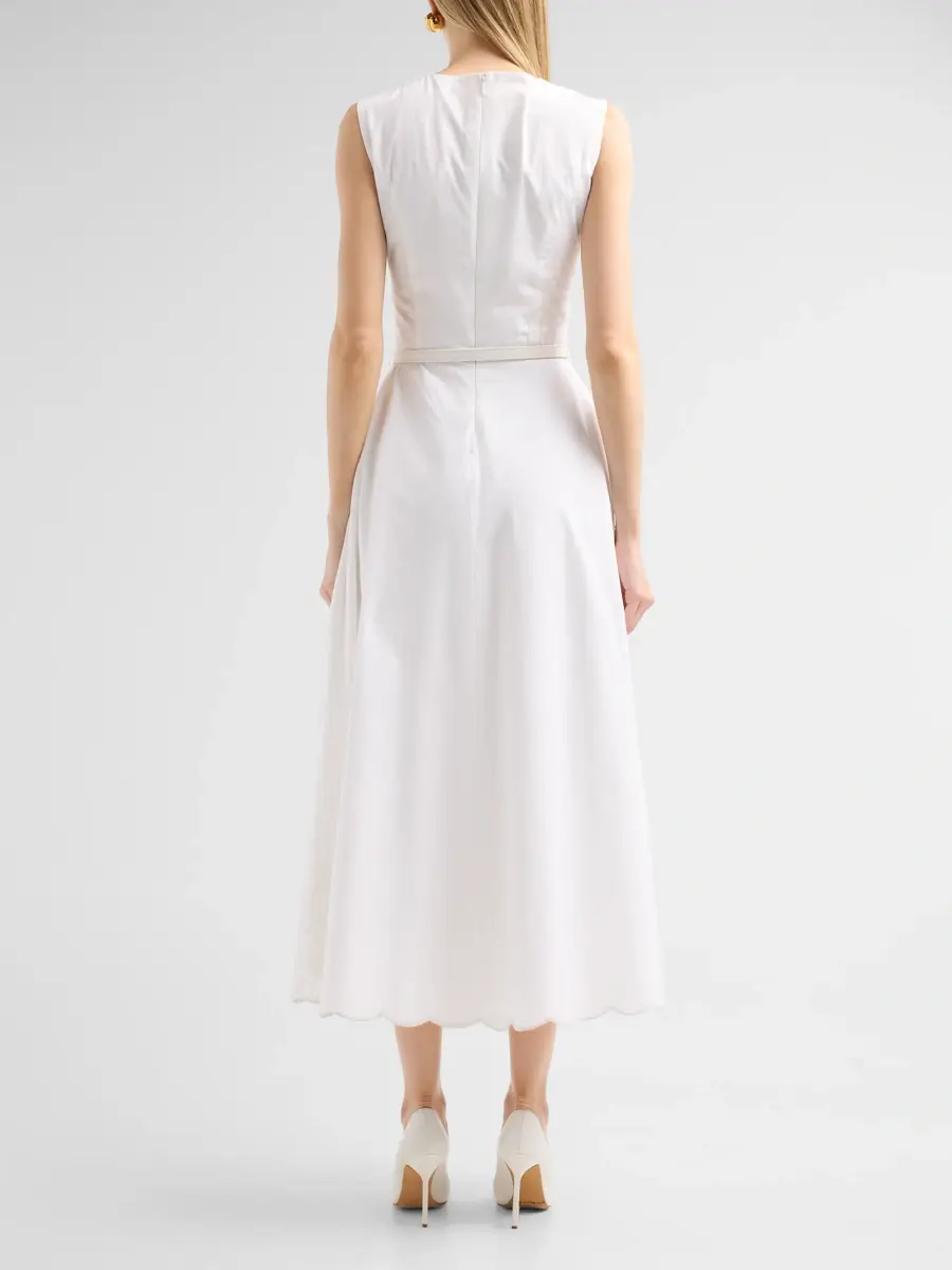 Oscar de la Renta Women's Floral-Embroidered Poplin Sateen Day Dress | Thumbnail 3 Oscar de la Renta Women's Floral-Embroidered Poplin Sateen Day Dress | Thumbnail 3