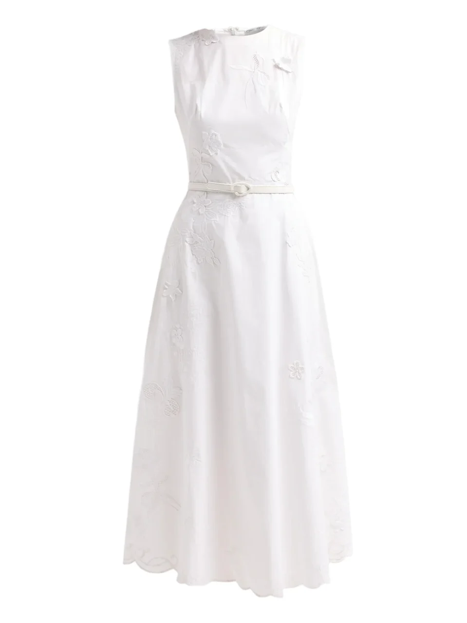 Women's Floral-Embroidered Poplin Sateen Day Dress Women's Floral-Embroidered Poplin Sateen Day Dress