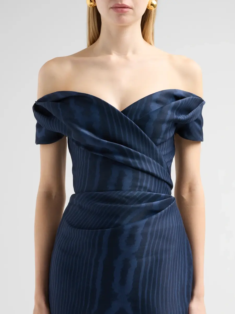 Oscar de la Renta Women's Moire Silk Off-the-Shoulder Gown | Thumbnail 5