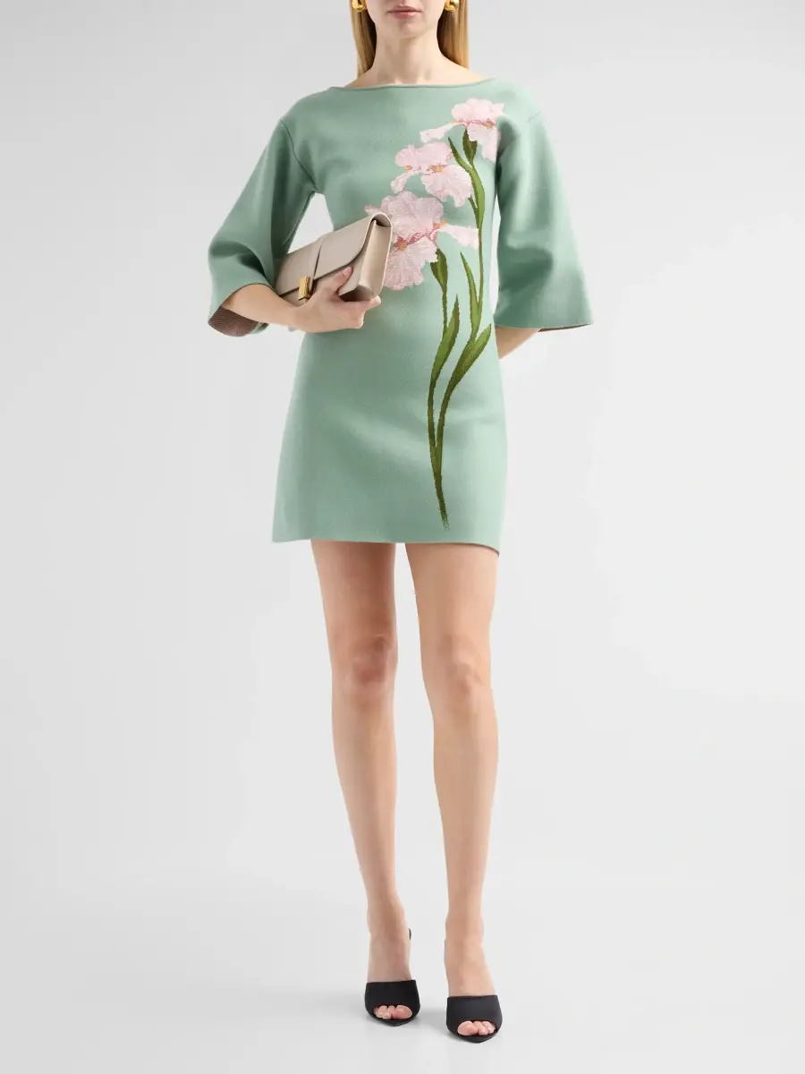 Oscar de la Renta Women's Iris Jacquard Knit Mini Dress | Thumbnail 2