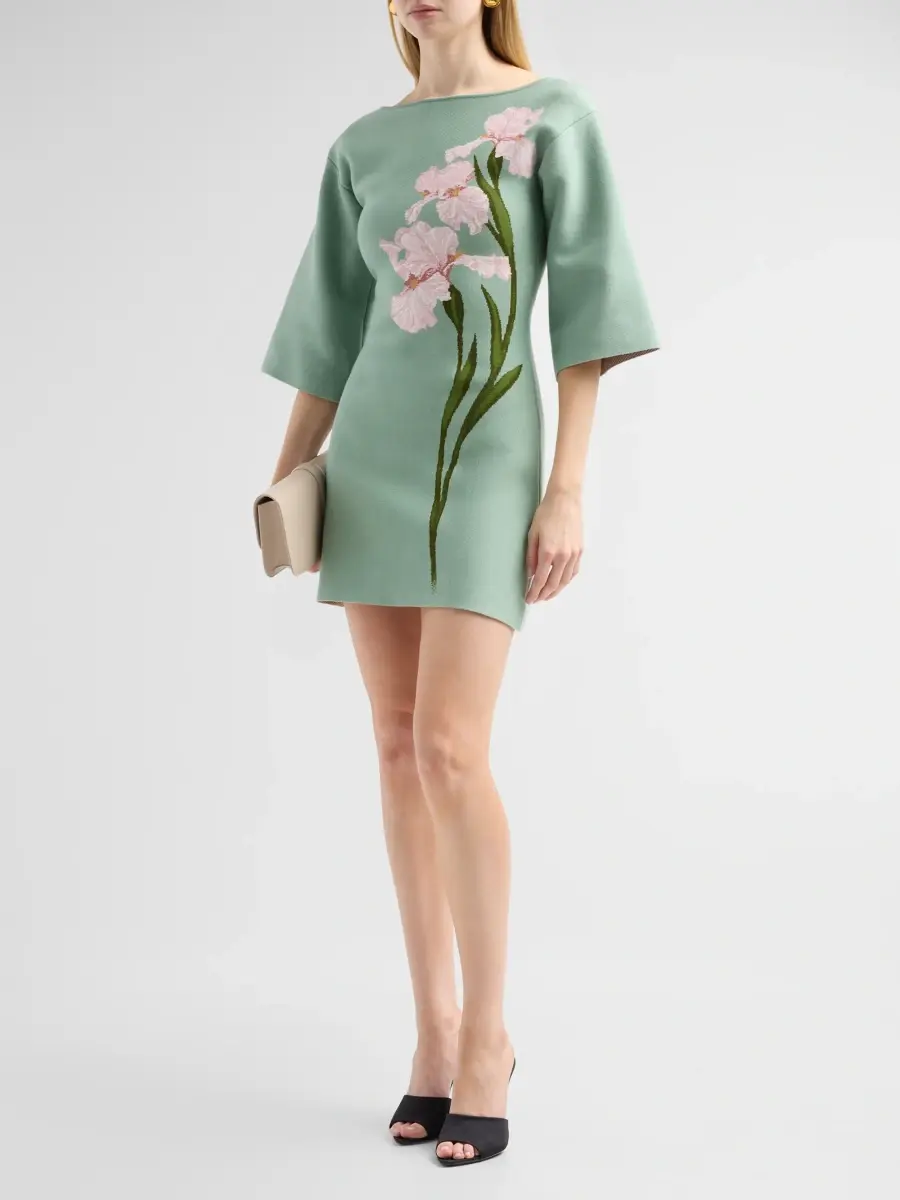 Oscar de la Renta Women's Iris Jacquard Knit Mini Dress | Thumbnail 4