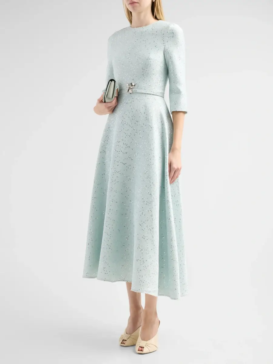 Oscar de la Renta Women's Sequin Tweed Day Dress | Thumbnail 4 Oscar de la Renta Women's Sequin Tweed Day Dress | Thumbnail 4