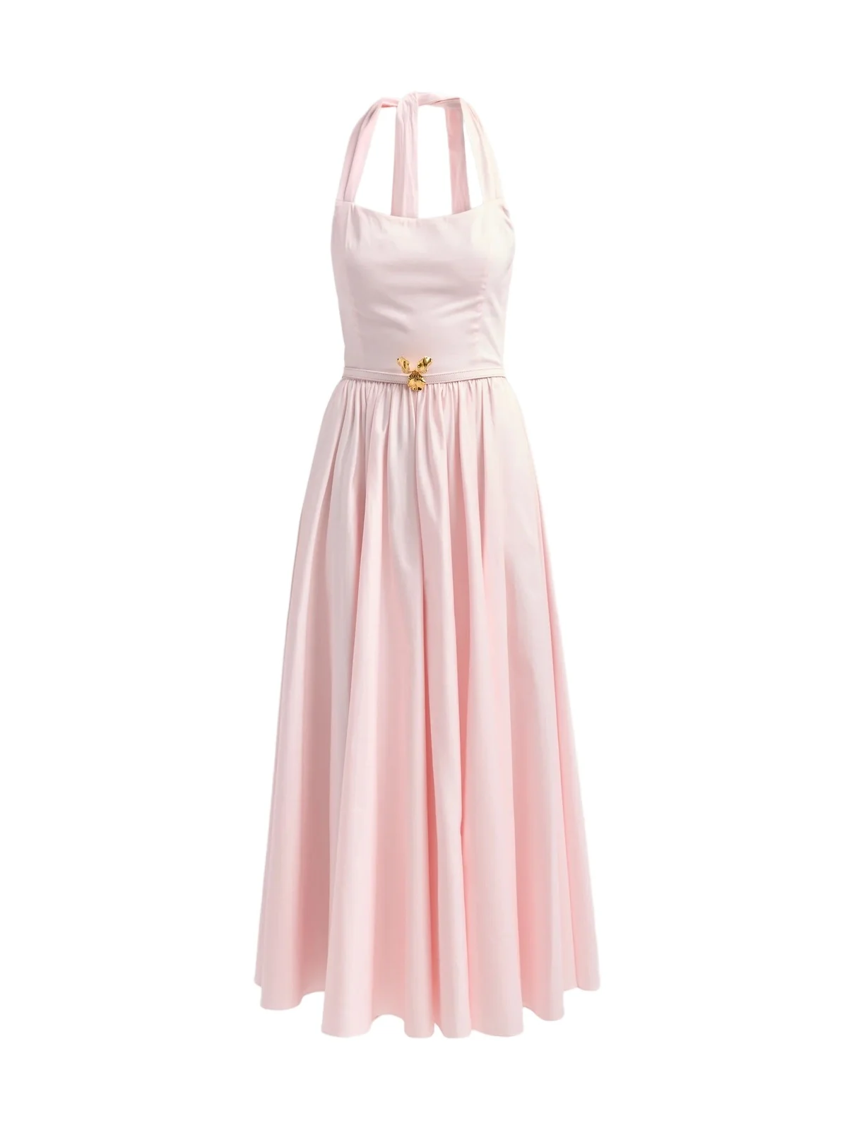 Oscar de la Renta Women's Brooch-Detail Poplin Halter Day Dress