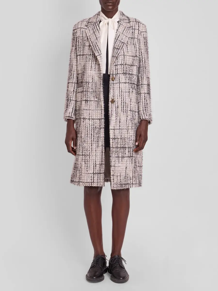 Thom Browne Women's Textured Cashmere-Blend Single-Breasted Overcoat | Thumbnail 2