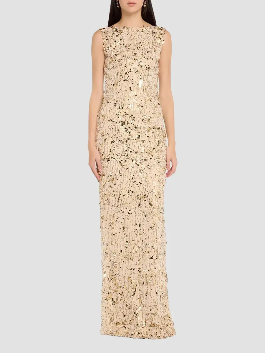 Oscar de la Renta Women's Velvet Paillettes Silk Column Gown | Thumbnail 2 Oscar de la Renta Women's Velvet Paillettes Silk Column Gown | Thumbnail 2