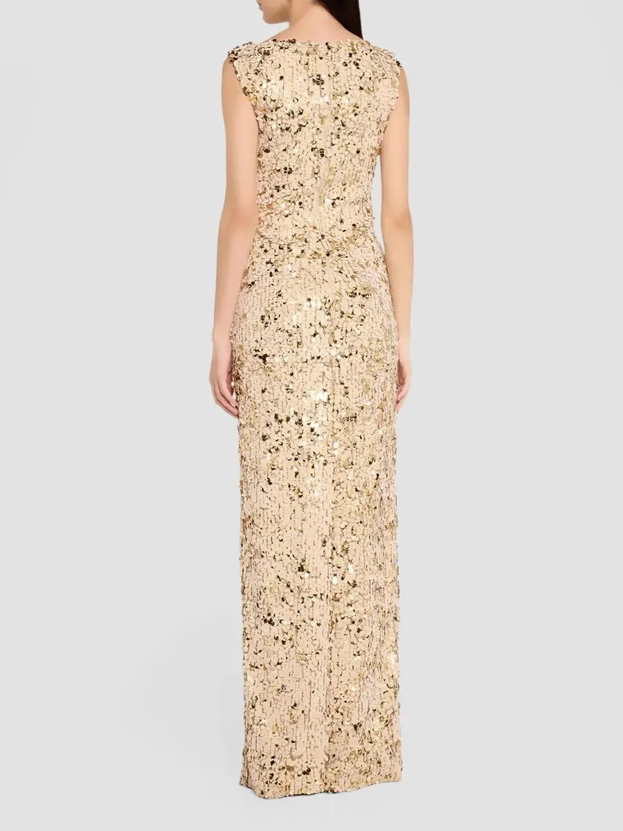 Oscar de la Renta Women's Velvet Paillettes Silk Column Gown | Thumbnail 3 Oscar de la Renta Women's Velvet Paillettes Silk Column Gown | Thumbnail 3