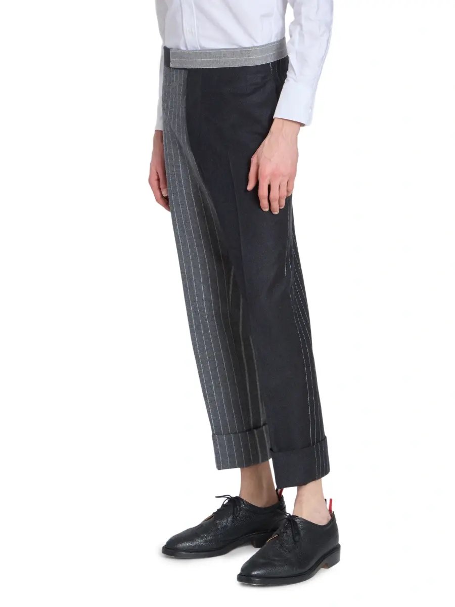 Thom Browne Men's Fit 1 Classic Backstrap Banker Stripe Flannel Trousers | Thumbnail 4 Thom Browne Men's Fit 1 Classic Backstrap Banker Stripe Flannel Trousers | Thumbnail 4