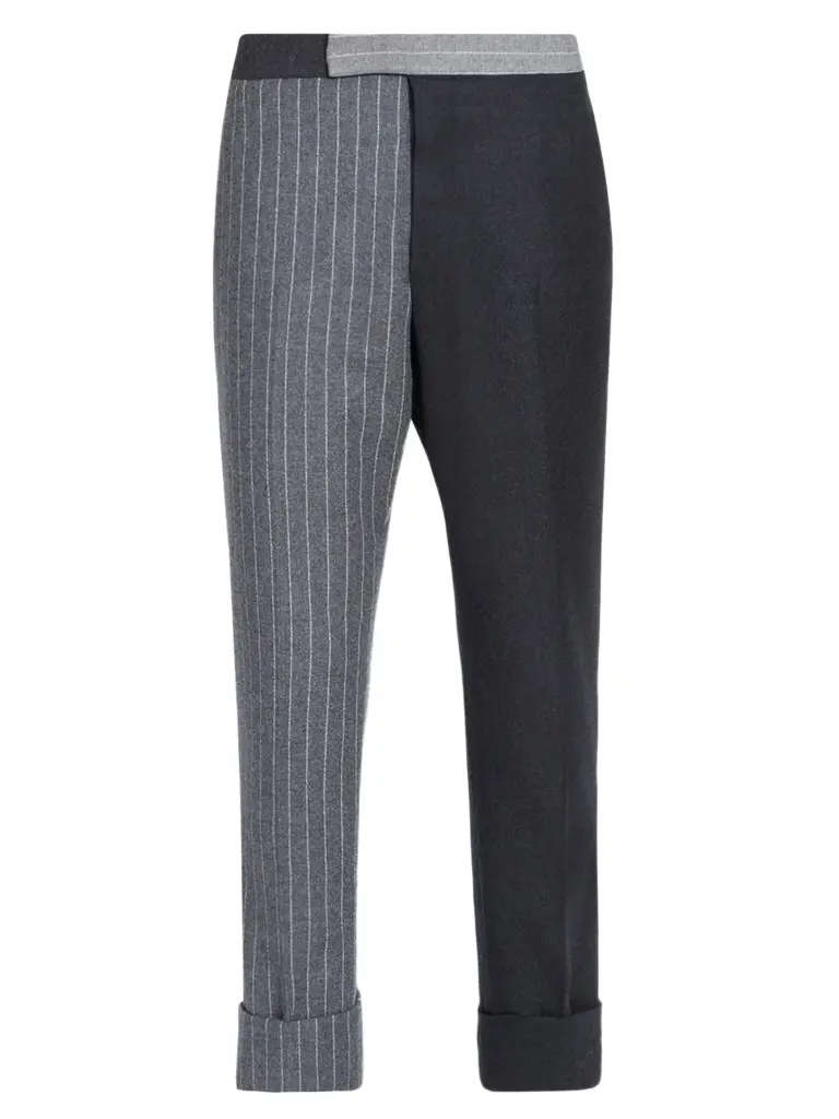 Men's Fit 1 Classic Backstrap Banker Stripe Flannel Trousers Men's Fit 1 Classic Backstrap Banker Stripe Flannel Trousers