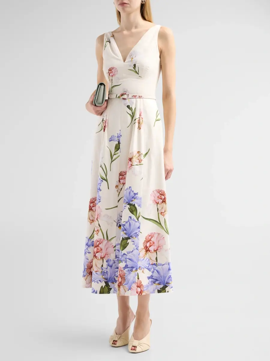 Oscar de la Renta Women's Iris Dégradé Poplin Midi Dress | Thumbnail 4 Oscar de la Renta Women's Iris Dégradé Poplin Midi Dress | Thumbnail 4