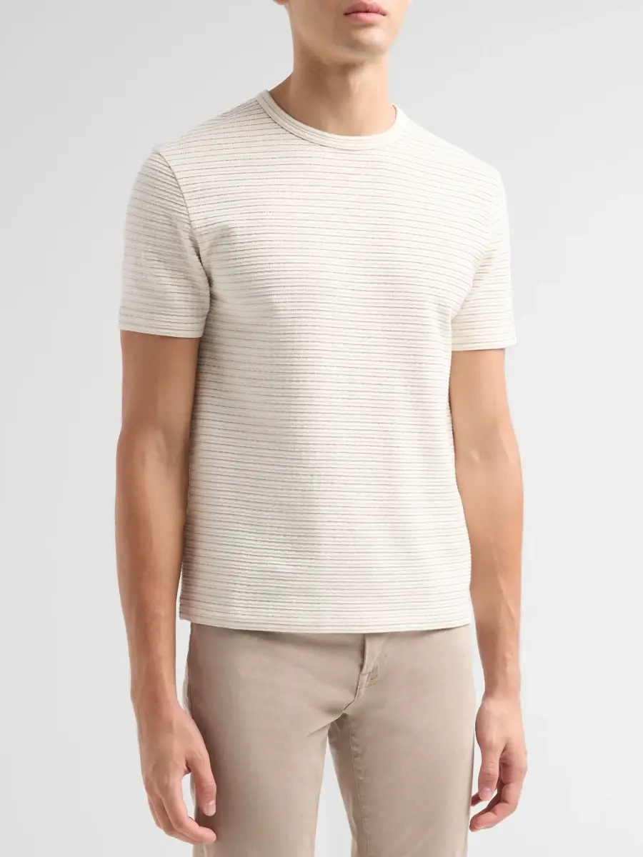 Frame Men's Jacquard Striped Crewneck T-Shirt | Thumbnail 4 Frame Men's Jacquard Striped Crewneck T-Shirt | Thumbnail 4