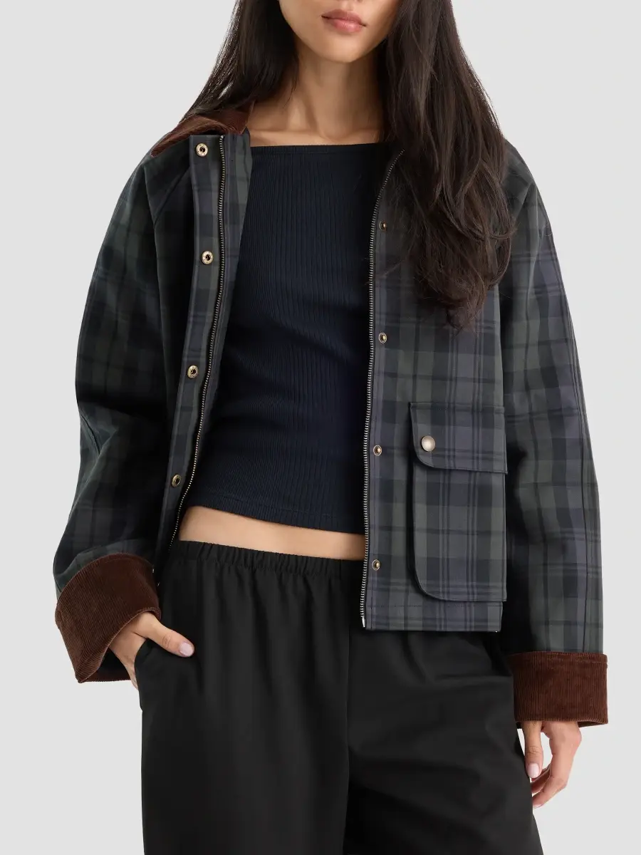 GOOD AMERICAN Women's The Heritage Plaid Jacket | Thumbnail 4 GOOD AMERICAN Women's The Heritage Plaid Jacket | Thumbnail 4