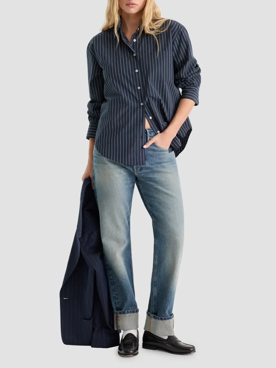 GOOD AMERICAN Women's The Poplin Striped Cotton Shirt | Thumbnail 2 GOOD AMERICAN Women's The Poplin Striped Cotton Shirt | Thumbnail 2