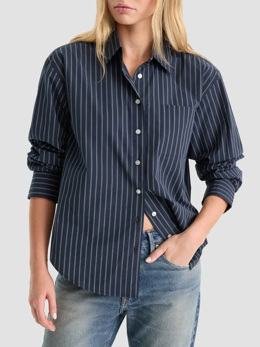 GOOD AMERICAN Women's The Poplin Striped Cotton Shirt | Thumbnail 3 GOOD AMERICAN Women's The Poplin Striped Cotton Shirt | Thumbnail 3