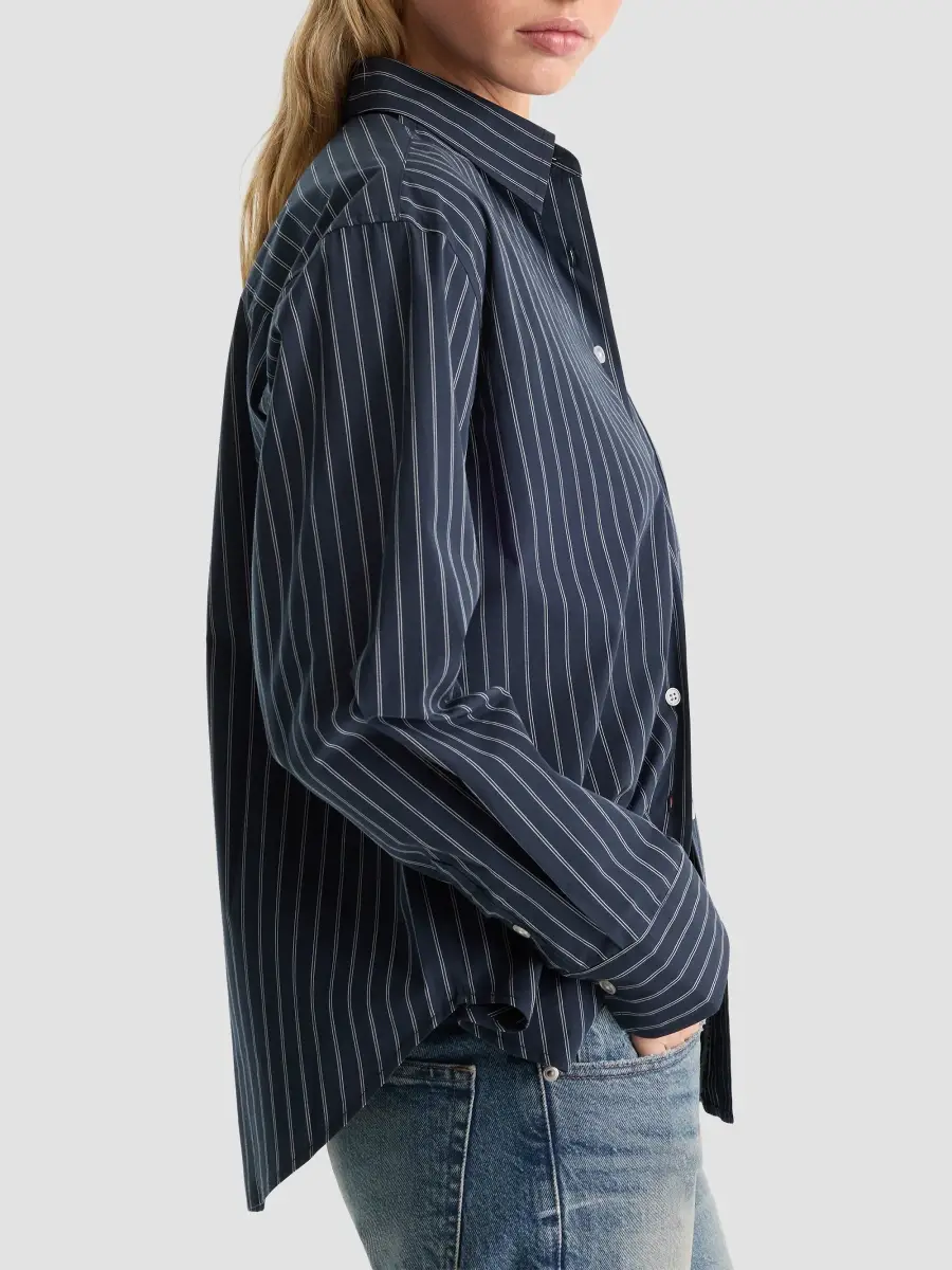GOOD AMERICAN Women's The Poplin Striped Cotton Shirt | Thumbnail 4 GOOD AMERICAN Women's The Poplin Striped Cotton Shirt | Thumbnail 4
