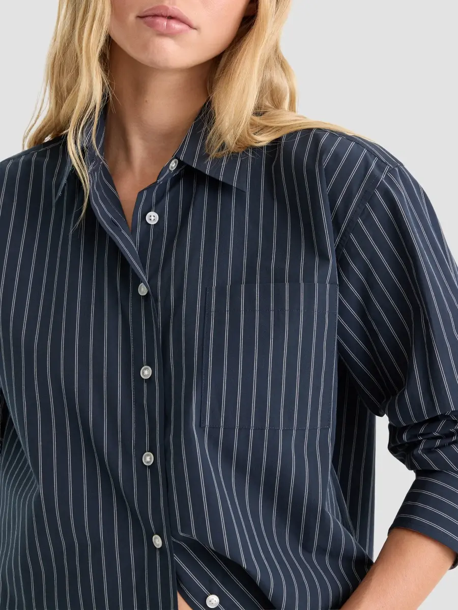 GOOD AMERICAN Women's The Poplin Striped Cotton Shirt | Thumbnail 5 GOOD AMERICAN Women's The Poplin Striped Cotton Shirt | Thumbnail 5