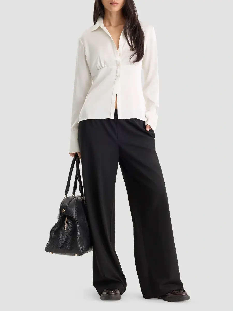 GOOD AMERICAN Women's Ruched Satin Shirt | Thumbnail 2 GOOD AMERICAN Women's Ruched Satin Shirt | Thumbnail 2