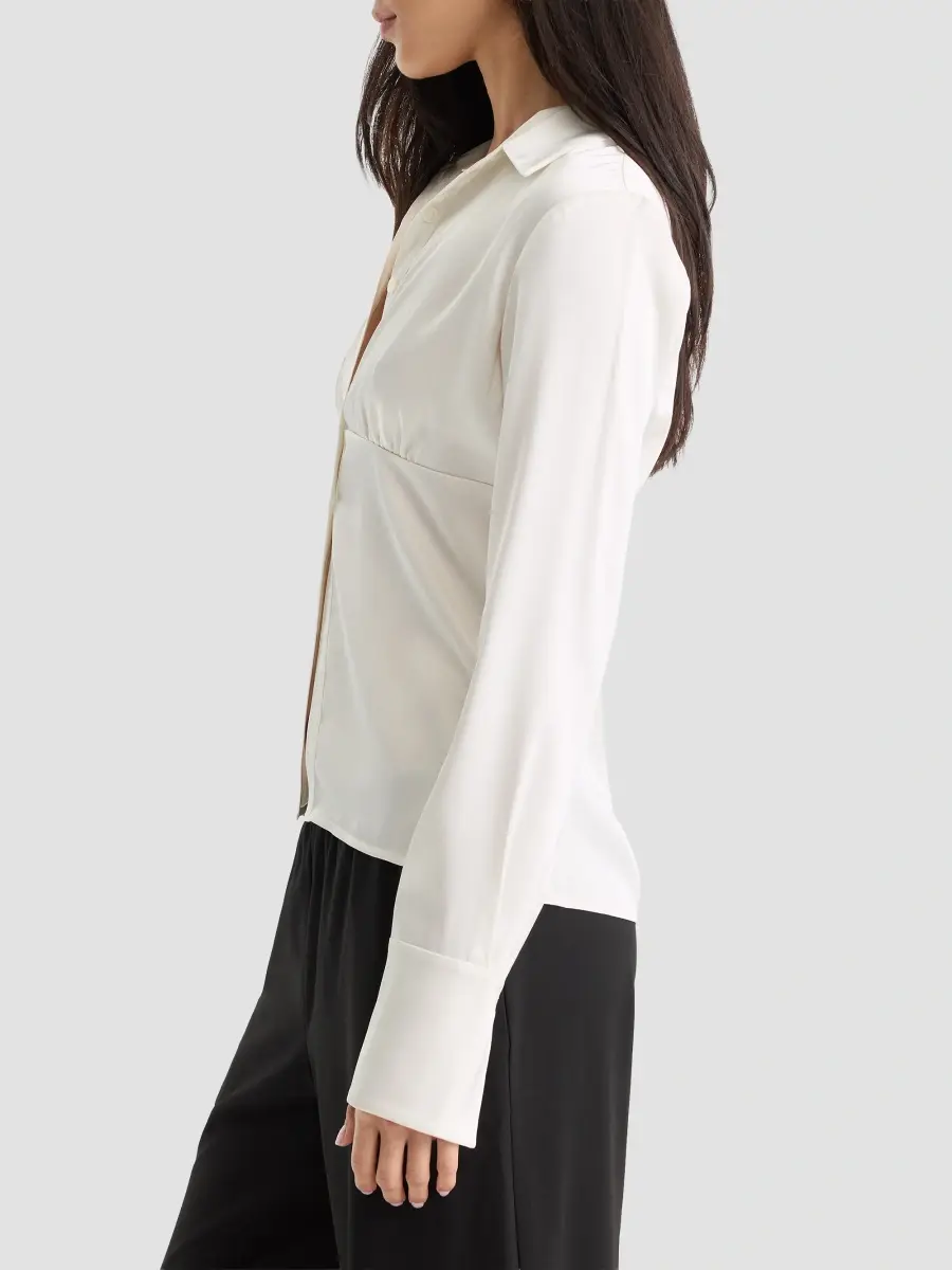 GOOD AMERICAN Women's Ruched Satin Shirt | Thumbnail 5 GOOD AMERICAN Women's Ruched Satin Shirt | Thumbnail 5