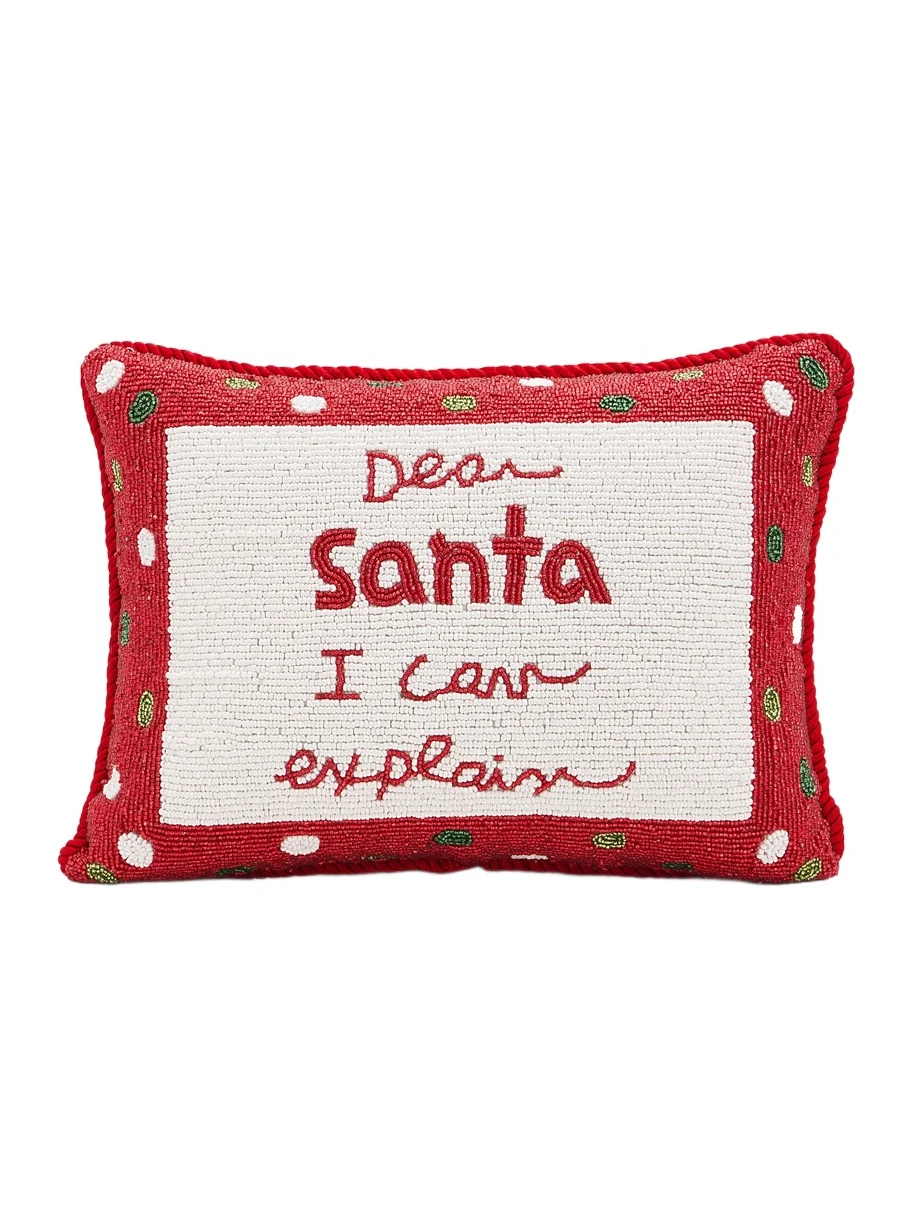 Sudha Pennathur Dear Santa I Can Explain Beaded Pillow