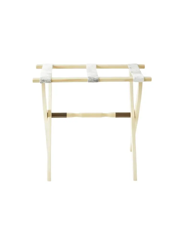 Wood Contour Leg Luggage Rack with Metal Accents - Beige Wood Contour Leg Luggage Rack with Metal Accents - Beige