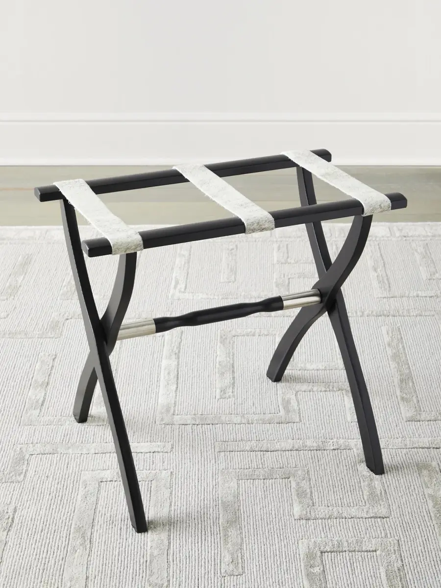 Gate House Furniture Wood Contour Leg Luggage Rack with Metal Accents - Black | Thumbnail 2 Gate House Furniture Wood Contour Leg Luggage Rack with Metal Accents - Black | Thumbnail 2