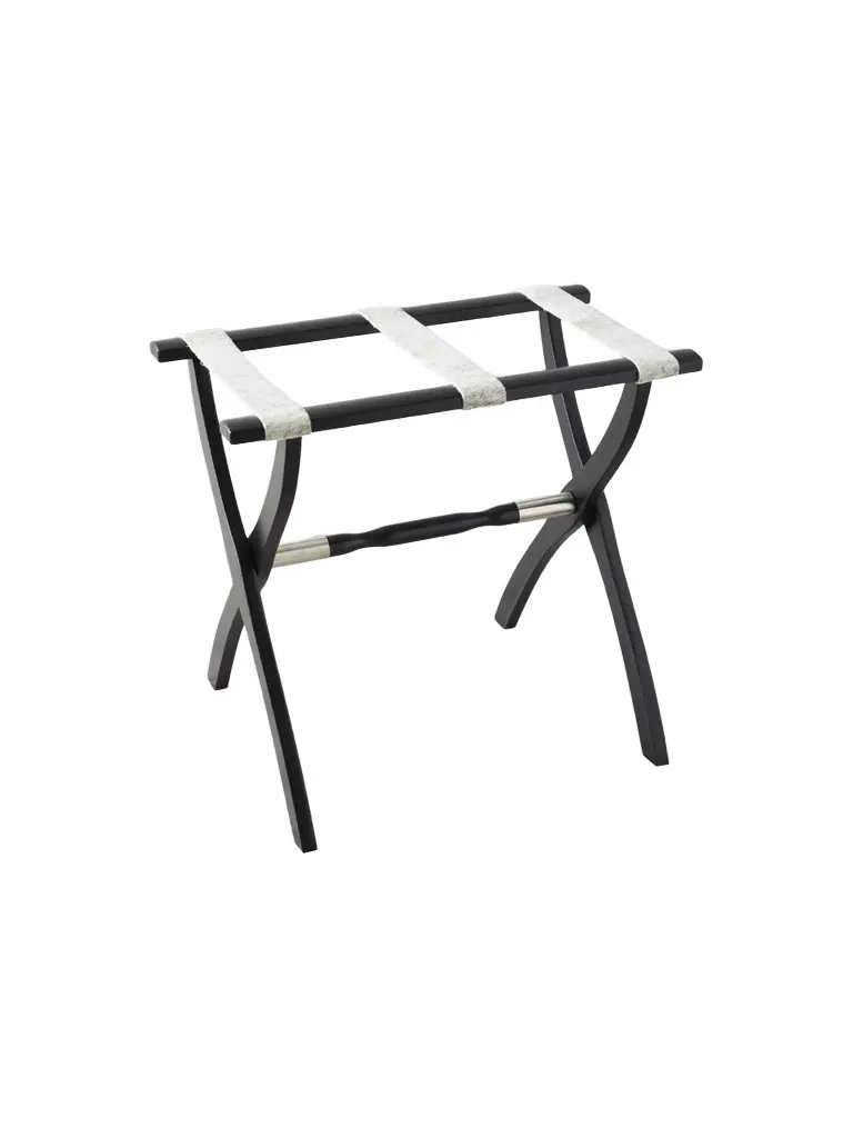 Gate House Furniture Wood Contour Leg Luggage Rack with Metal Accents - Black