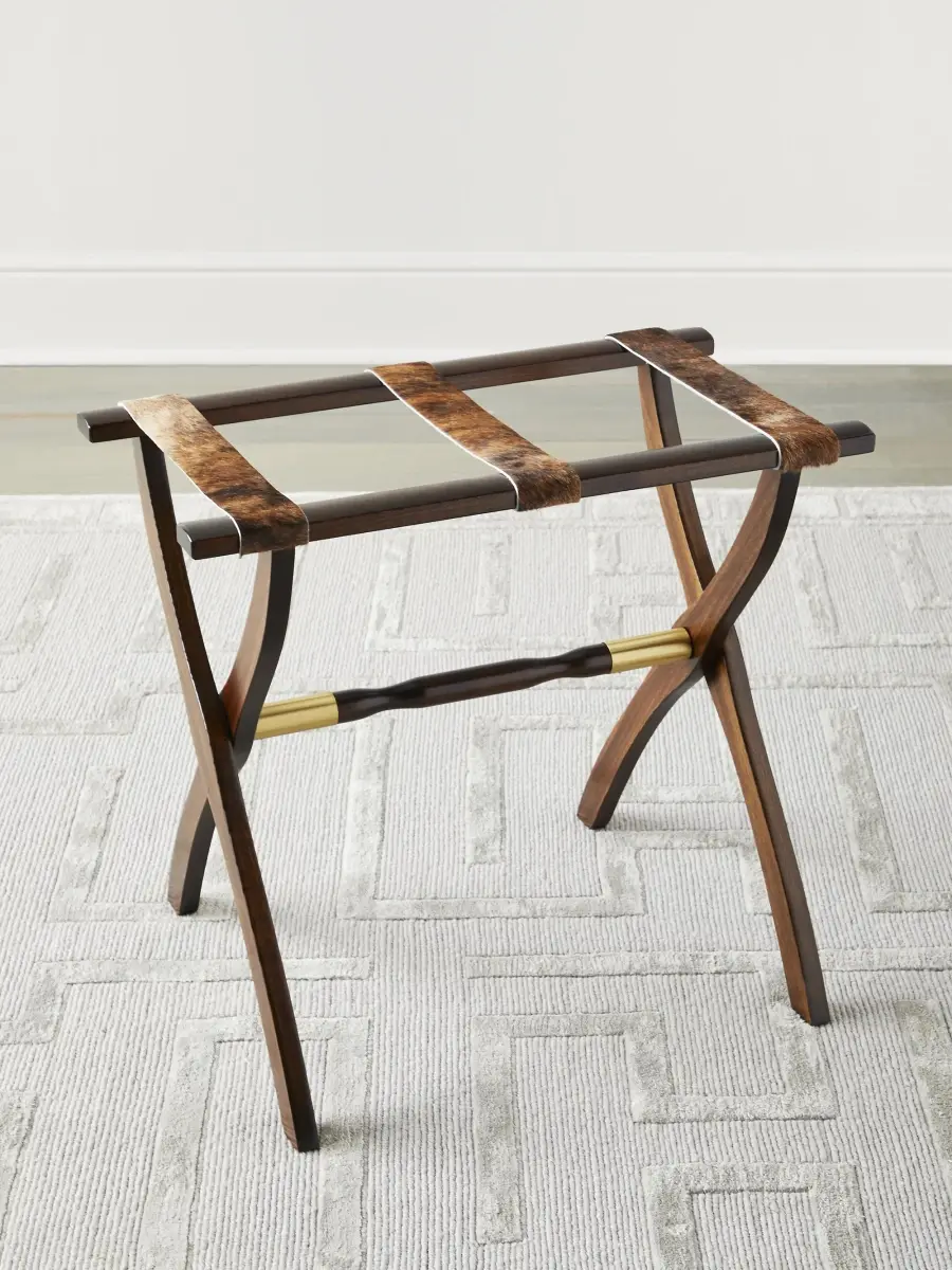 Gate House Furniture Wood Contour Leg Luggage Rack with Metal Accents - Dark Brown | Thumbnail 2 Gate House Furniture Wood Contour Leg Luggage Rack with Metal Accents - Dark Brown | Thumbnail 2