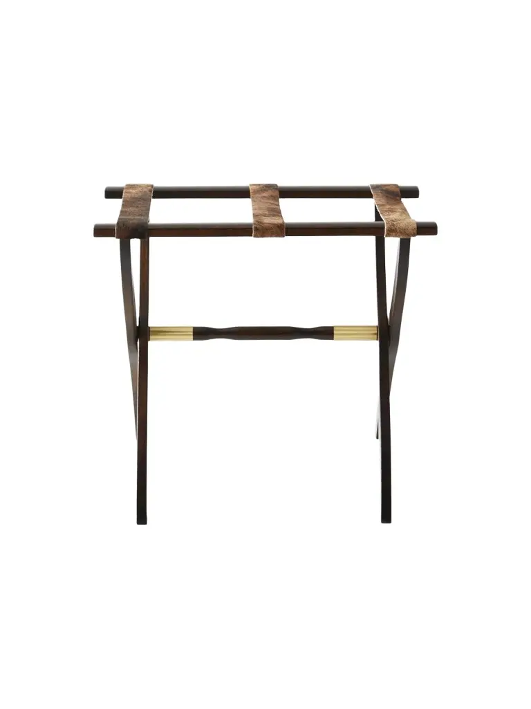 Wood Contour Leg Luggage Rack with Metal Accents - Dark Brown Wood Contour Leg Luggage Rack with Metal Accents - Dark Brown