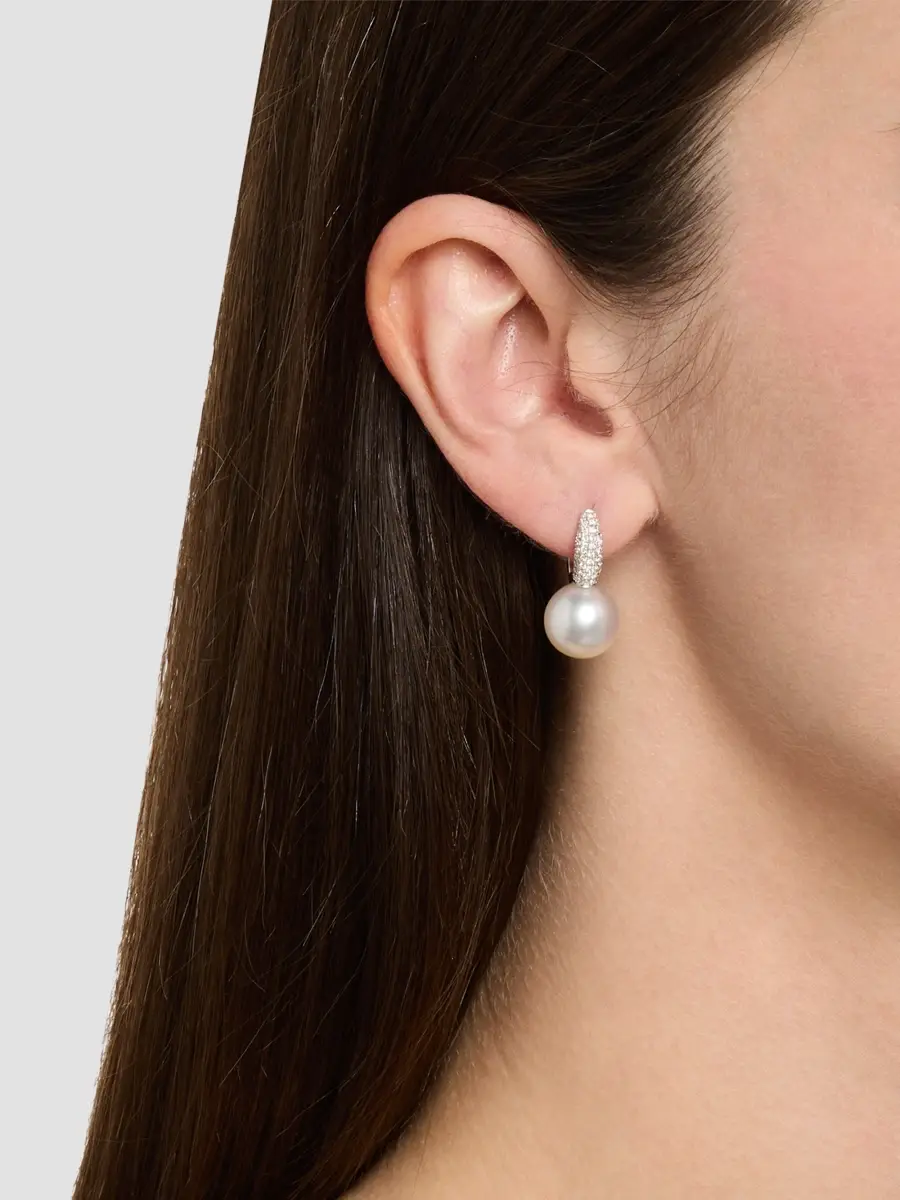 Belpearl Women's 18K White Gold, South Sea Pearl & 0.48 TCW Diamond Drop Earrings | Thumbnail 2 Belpearl Women's 18K White Gold, South Sea Pearl & 0.48 TCW Diamond Drop Earrings | Thumbnail 2