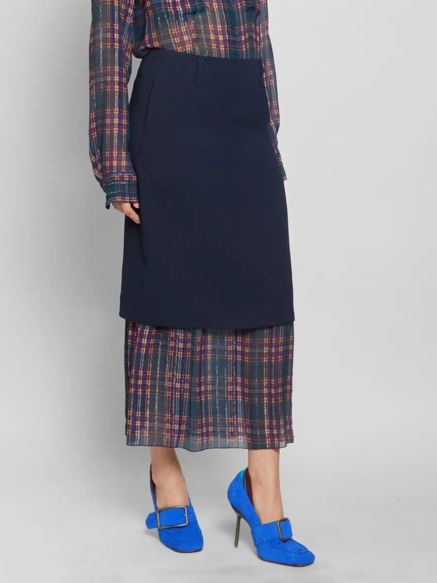 Dries Van Noten Women's Sentista Bis Layered Check-Trimmed Midi Skirt | Thumbnail 4 Dries Van Noten Women's Sentista Bis Layered Check-Trimmed Midi Skirt | Thumbnail 4