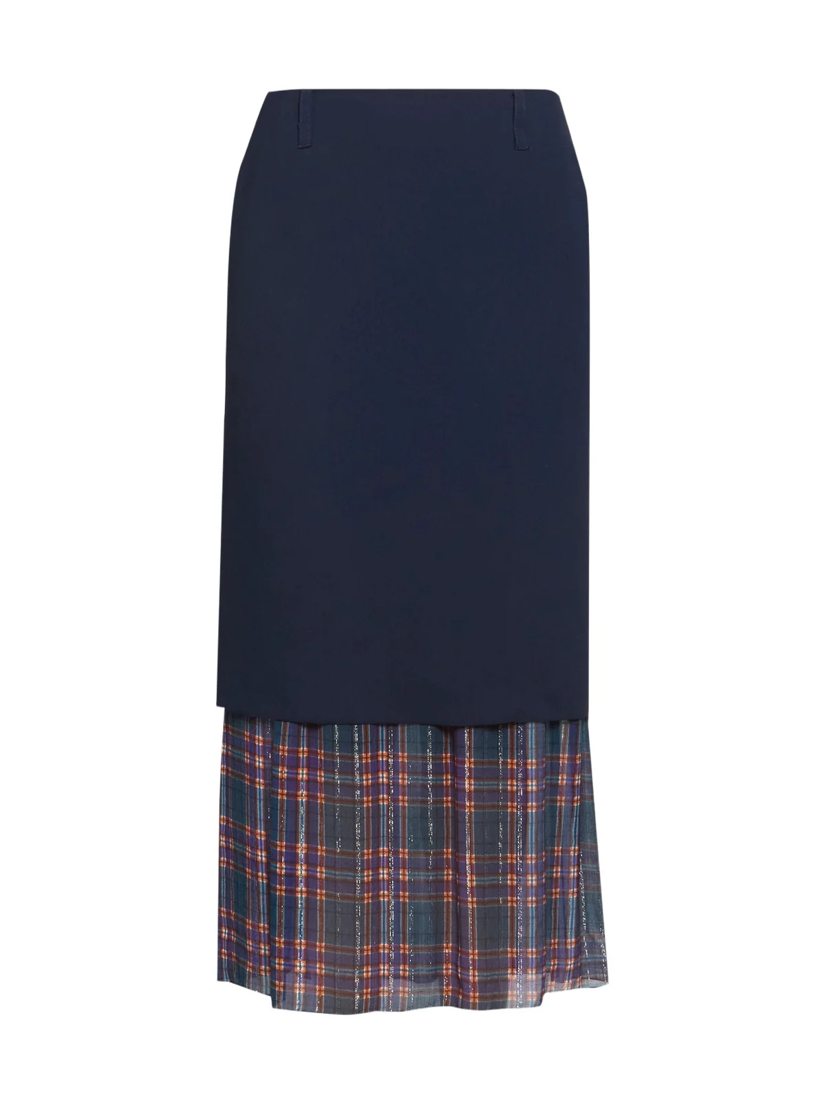 Dries Van Noten Women's Sentista Bis Layered Check-Trimmed Midi Skirt