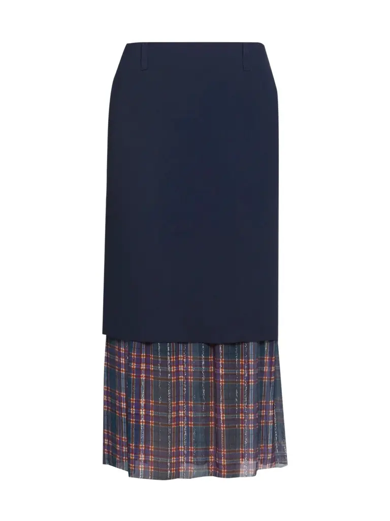 Women's Sentista Bis Layered Check-Trimmed Midi Skirt Women's Sentista Bis Layered Check-Trimmed Midi Skirt