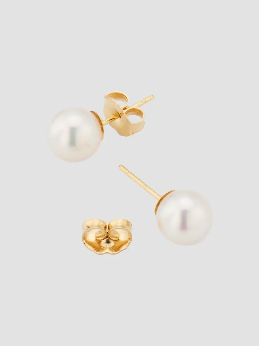 Belpearl Women's 18K Yellow Gold & Akoya Pearl Stud Earrings/6.5MM | Thumbnail 4 Belpearl Women's 18K Yellow Gold & Akoya Pearl Stud Earrings/6.5MM | Thumbnail 4