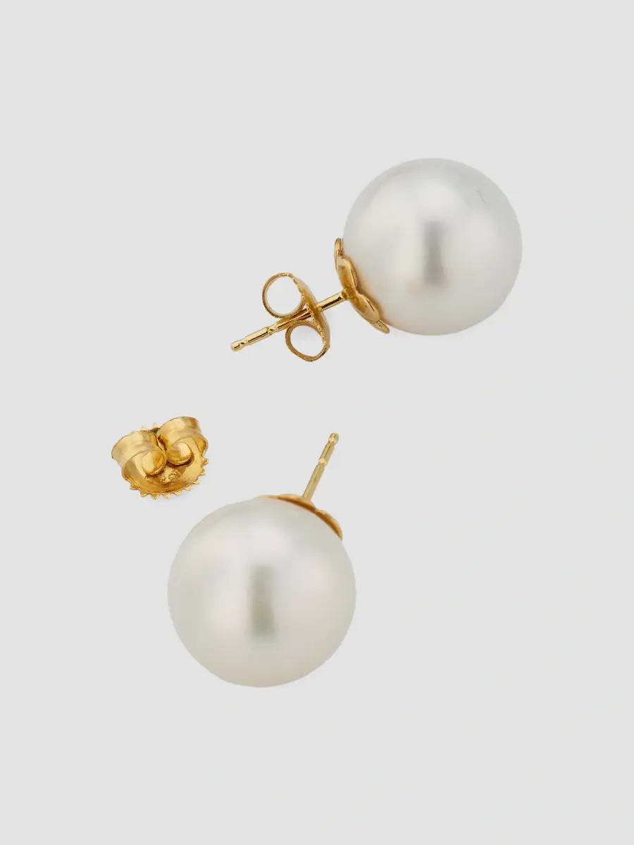 Belpearl Women's 18K Yellow Gold & South Sea Pearl Stud Earrings/13MM | Thumbnail 4 Belpearl Women's 18K Yellow Gold & South Sea Pearl Stud Earrings/13MM | Thumbnail 4