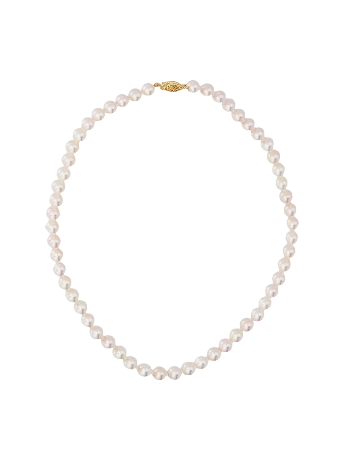 Belpearl Women's 18K Yellow Gold & Akoya Pearl Necklace/6.5MM-7MM