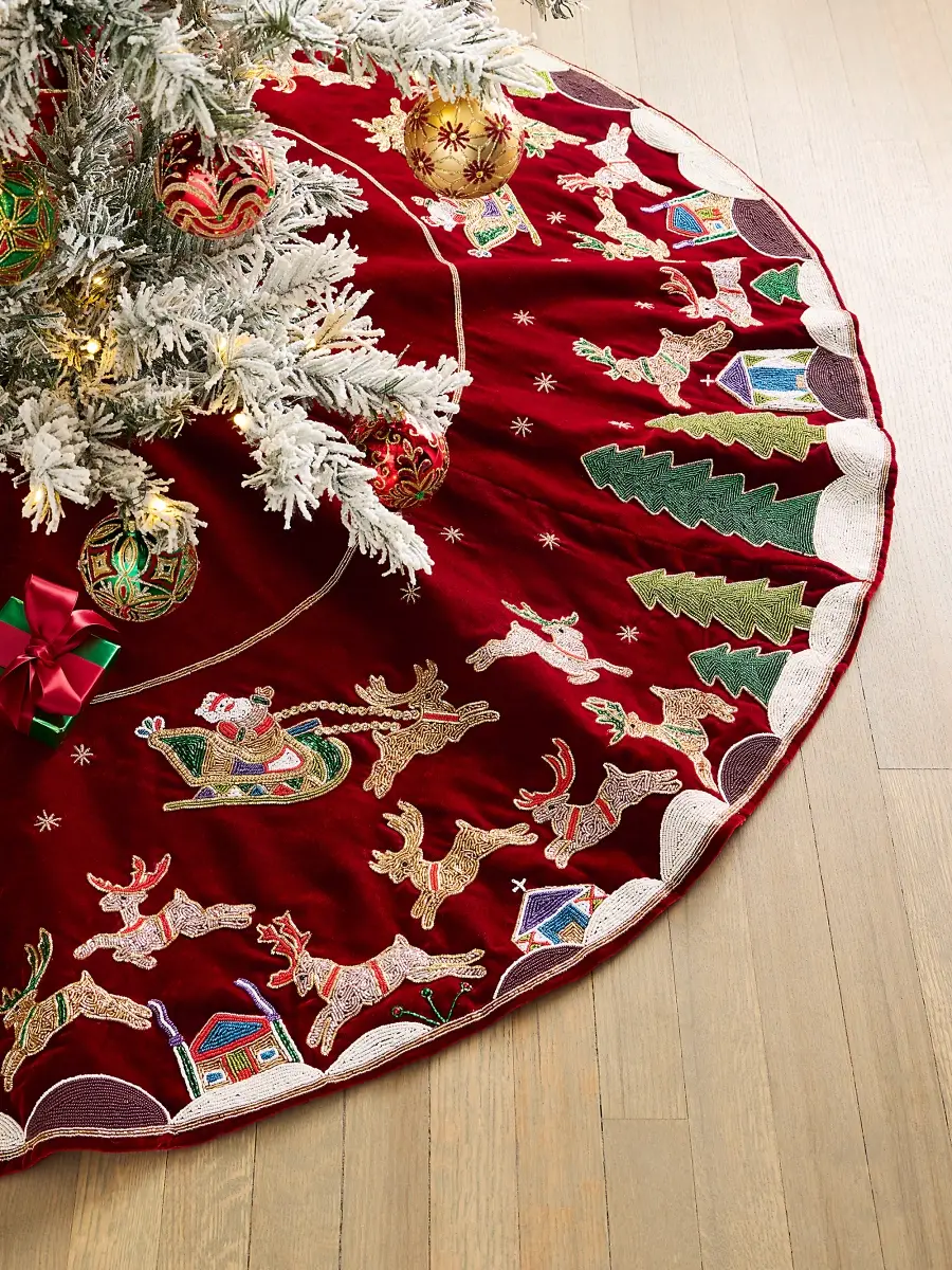 Midnight Sleigh Ride Embellished Tree Skirt Midnight Sleigh Ride Embellished Tree Skirt