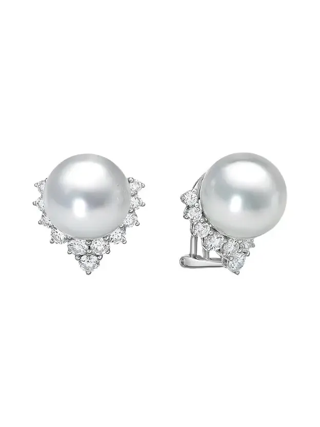 Women's 18K White Gold, South Sea Pearl & 1.68 TCW Diamond Stud Earrings Women's 18K White Gold, South Sea Pearl & 1.68 TCW Diamond Stud Earrings