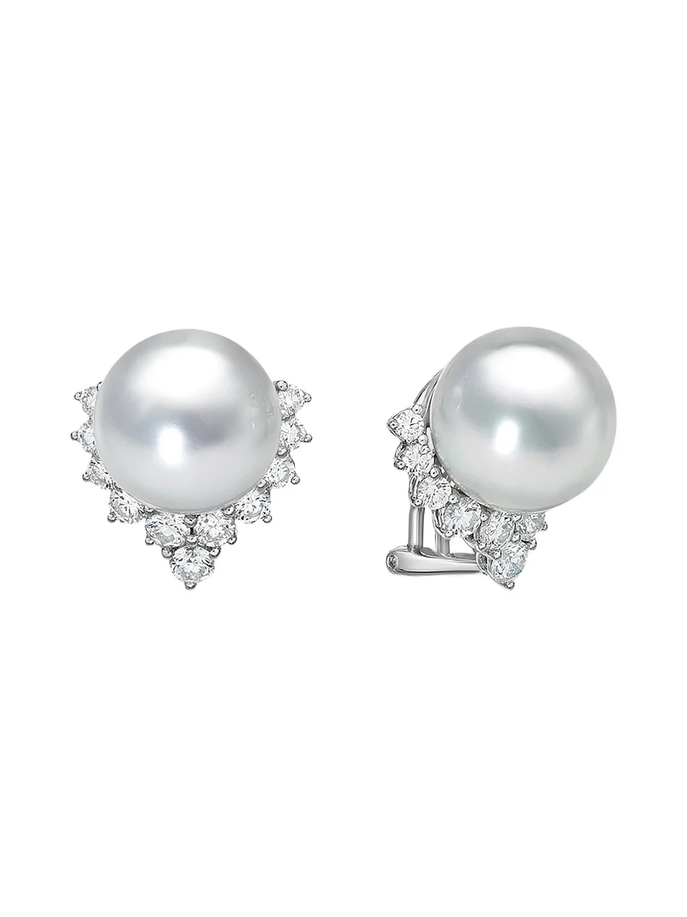 Women's 18K White Gold, South Sea Pearl & 1.68 TCW Diamond Stud Earrings Women's 18K White Gold, South Sea Pearl & 1.68 TCW Diamond Stud Earrings