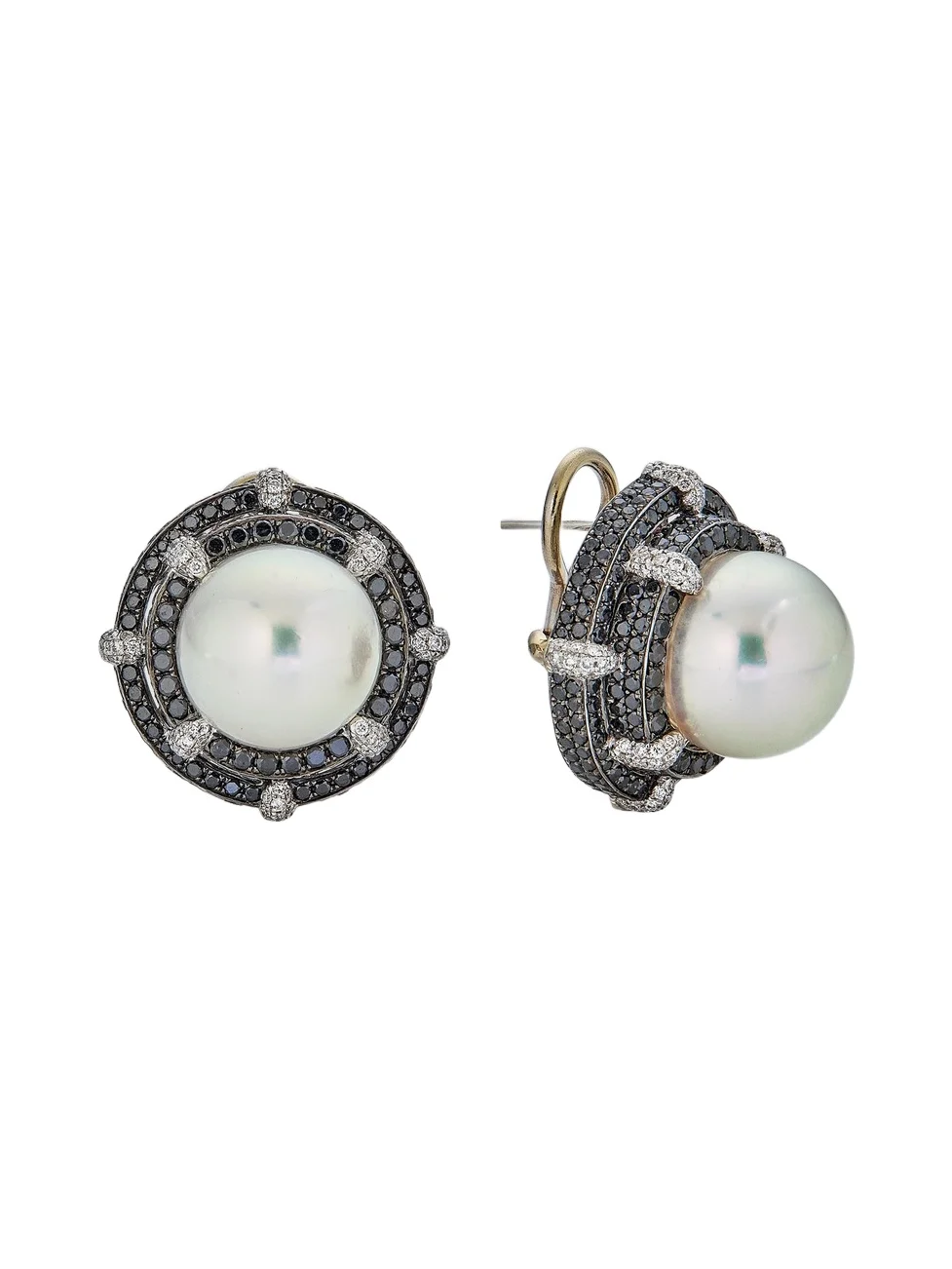 Women's 18K White Gold, South Sea Pearl & 4.24 TCW Diamond Stud Earrings